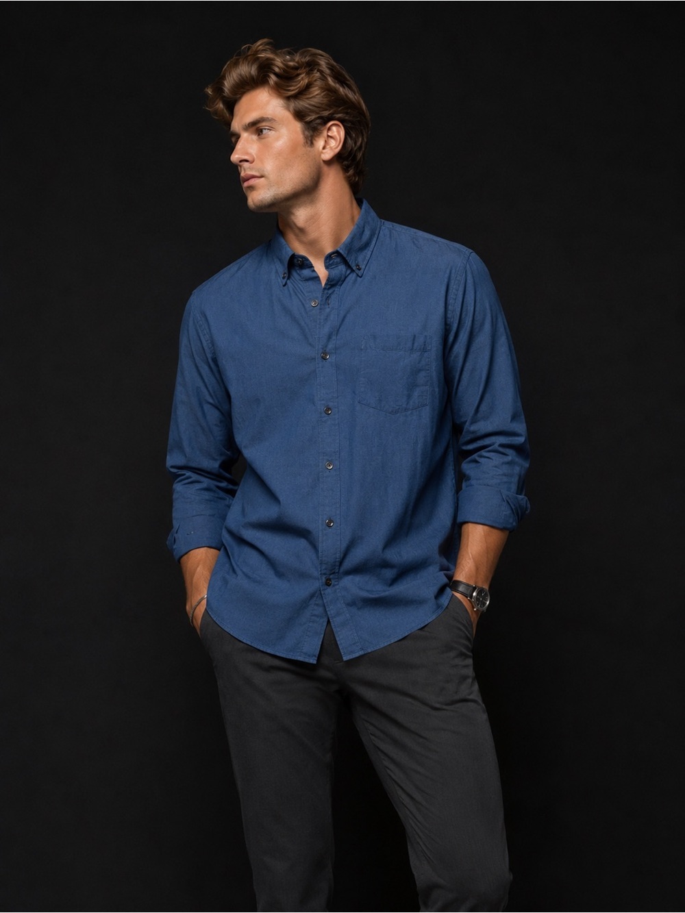 Goodthreads Men’s Large Blue Oxford Button Down Shirt Long Sleeve NWT